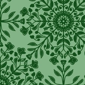 Bohemian Floral Kaleidoscope in Green