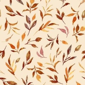 Botanical Autumn Leaves Garden - Light Orange Large Scale