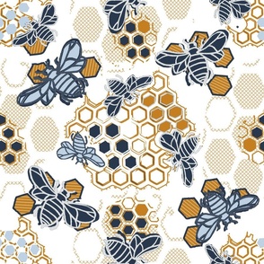 bees multiple with nature white