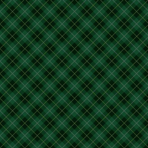 Micro Dark Green with Yellow Line Seasonal Christmas  Tartan Check Plaid