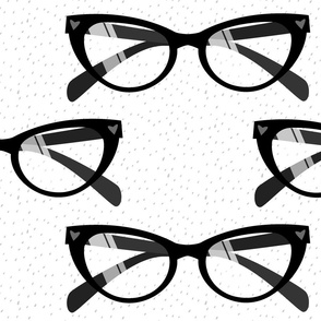 Black Cateye Glasses on White - XL