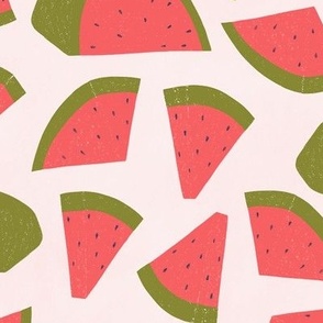 Sketch Fruit Collection - Watermelons on Pink