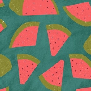 Watermelon Slices on Teal