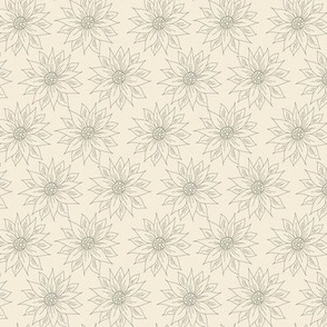 Floral Line Drawing - cream