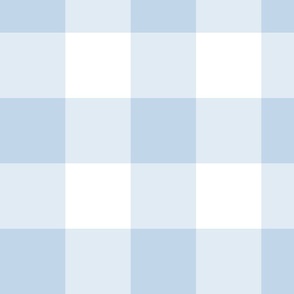 Powdery Blue Gingham 4-INCH: Large Scale Blue Gingham Check, Buffalo Check, Buffalo Plaid