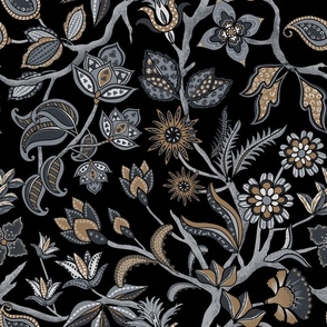 Romance.Indian Floral.Black.Lge