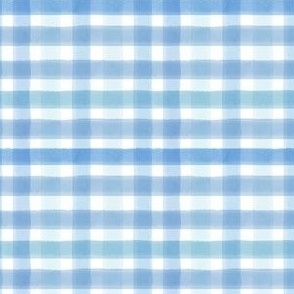 Soft Blue Watercolor Gingham - Small