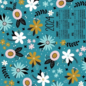 2024 Vintage Floral Joy Tea Towel Calendar