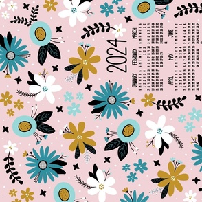 2024 Vintage Joy Floral Tea Towel Calendar