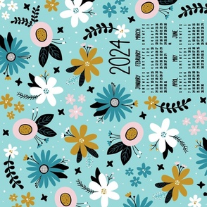 2024 Vintage Joy Floral Tea Towel Calendar