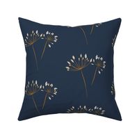 Herbal dandelion meadow rustic boho - navy orange blue 