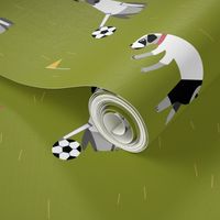 (M) Dog soccer game green