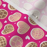 Tiny scale // Mexican pan dulce // fuchsia background pink and brown conchas