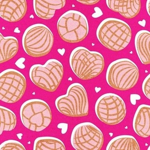 Small scale // Mexican pan dulce // monochromatic pink conchas