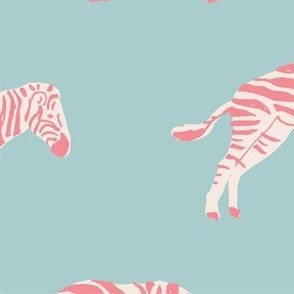 Pink And Blue Zebra Fabric, Wallpaper and Home Decor