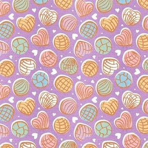 Tiny scale // Mexican pan dulce // violet background multicolored conchas