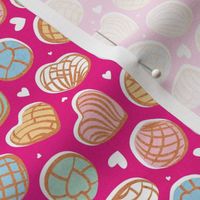 Tiny scale // Mexican pan dulce // fuchsia pink background multicolored conchas