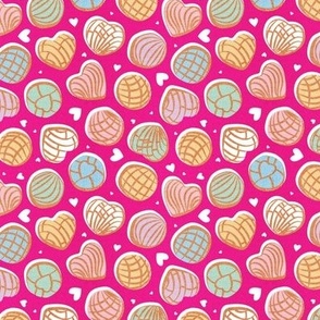 Tiny scale // Mexican pan dulce // fuchsia pink background multicolored conchas