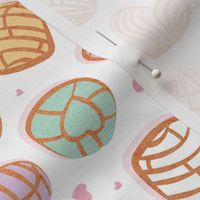 Small scale // Mexican pan dulce // white background multicolored conchas