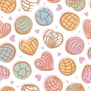 Small scale // Mexican pan dulce // white background multicolored conchas