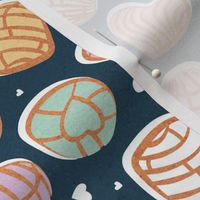  Small scale // Mexican pan dulce // nile blue background multicolored conchas