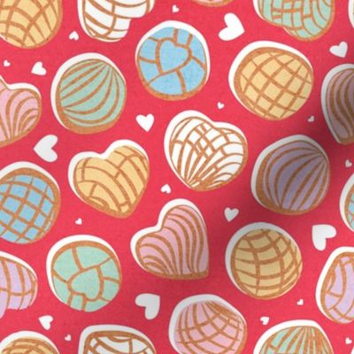  Small scale // Mexican pan dulce // pink background multicolored conchas
