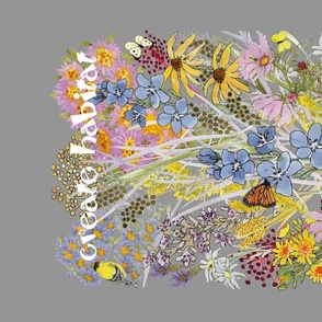 Create habitat sfrotate red pink orange yellow blue purple white wildflowers on grey