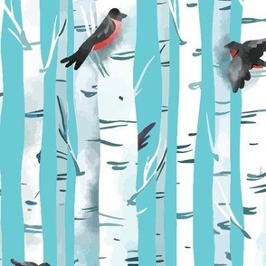 Birds Winter Forest - Large Scale