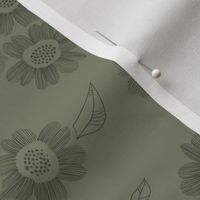 Line Art Flowers | olive | Large