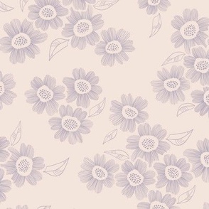 Line Art Flowers | lavender 2 | Large