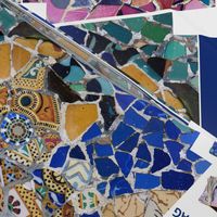 2 Gaudi modernist mosaic cut and sew clutch bags