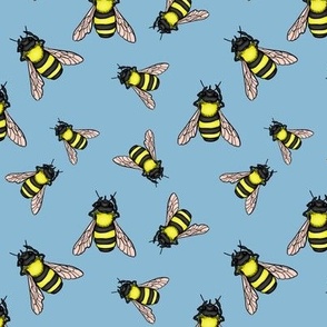 honey bee pattern blue