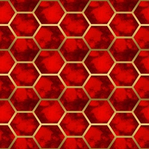 Red and Gold Honeycomb Pattern