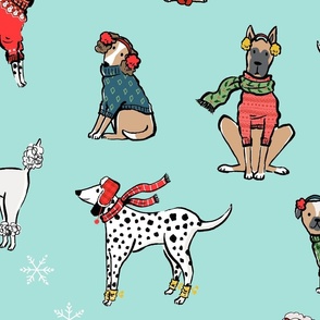 Dogs in sweaters on blue (large)