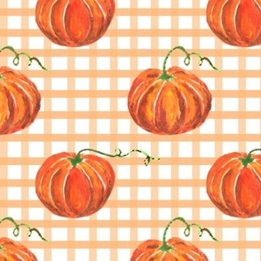 pumpkin pattern on orange gingham