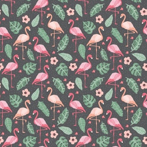 Flamingos - Gray BG  (Small)