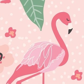 Flamingos - Pink BG  (Large)