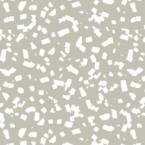 Paper confetti chocolate flakes spots and abstract dots Scandinavian style boho minimalist nursery painted design white on mist beige storm