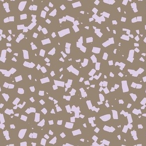 Paper confetti chocolate flakes spots and abstract dots Scandinavian style boho minimalist nursery painted design blush lilac on latte brown beige