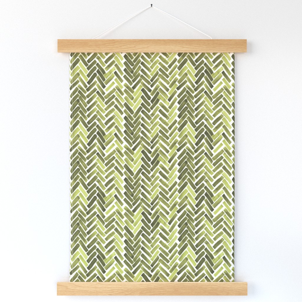 olive green watercolor herringbone half scale