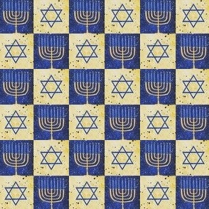 Hanukkah Menorah Star of David Blue and Gold