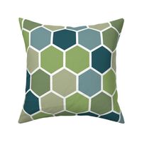 Hexagons - green and blue - large
