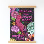 Shine on murder floof neon leopard wall hanging panel