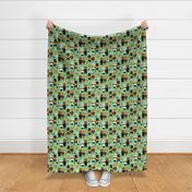 Cozy Fun Bears on Green - Medium