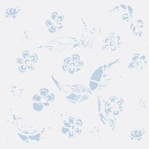 Block Print Ornamental Garden-Winter White And Fog Blue - The Cozy Cabin Collection - Autumn and Winter 2021 