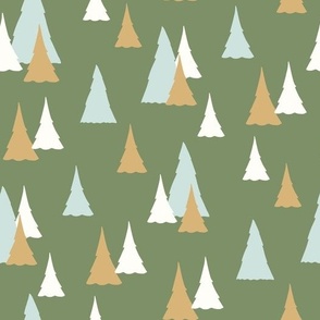 Christmas Trees olive gold by Jac Slade