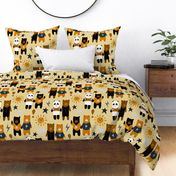 Cozy Fun Bears on Yellow - Large