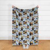 Cozy Fun Bears on Blue - Large