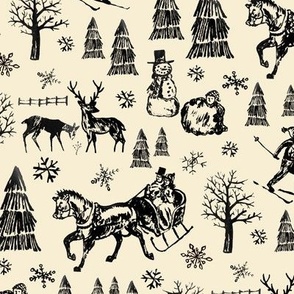 Winter Toile - Black/Cream - Reduced Scale