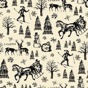 Winter Toile - Black/Cream - Itsy Bitsy Scale